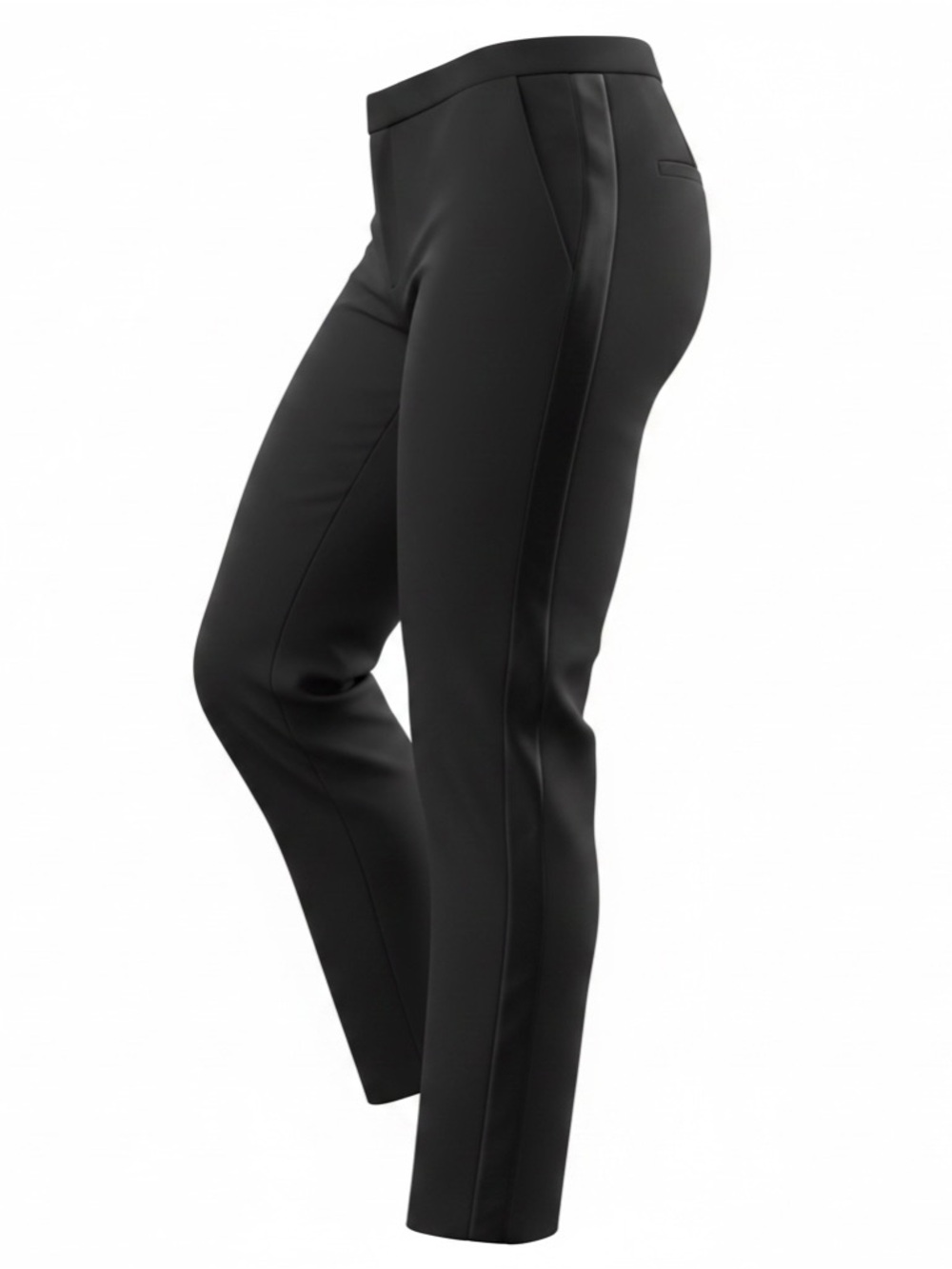 Jennifer Lopez Black Straight-Leg Ponte Pants with Satin Stripe